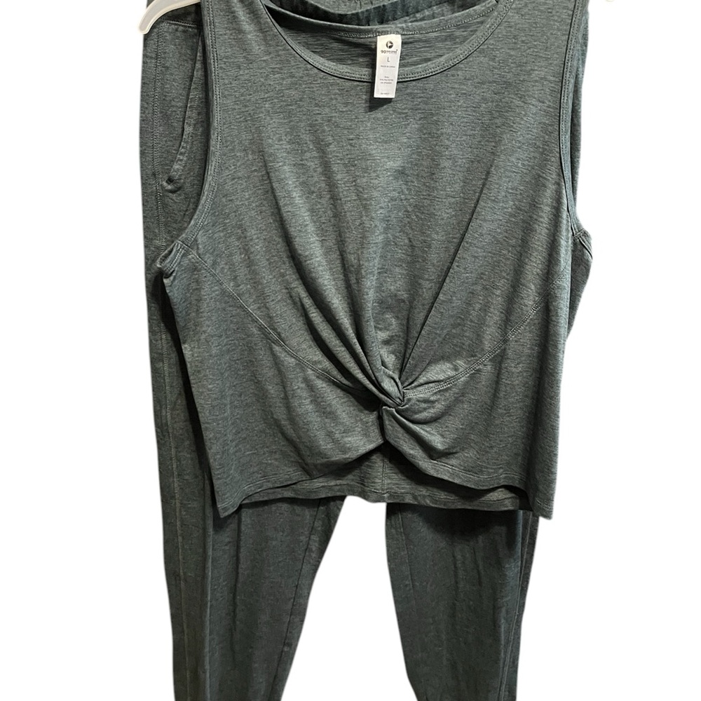 Green Twist Front Tank and Pants Set